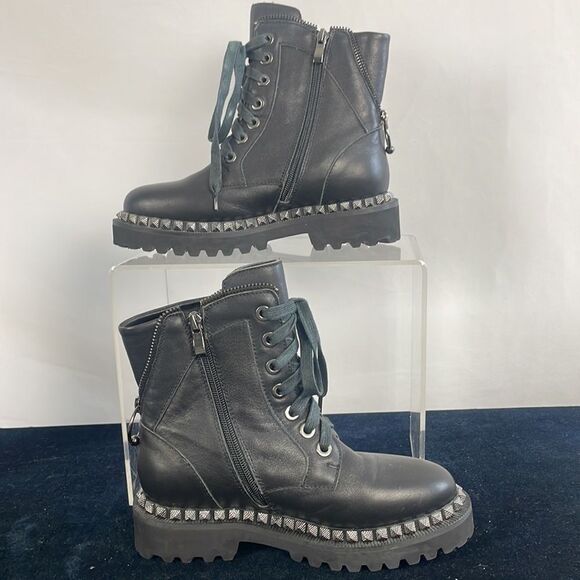 Vince Camuto Black Studded Workboots - Picture 2 of 8